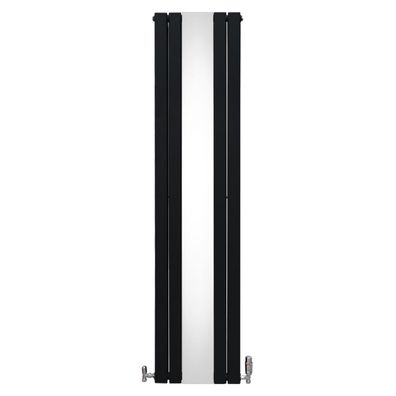 Paneelheizkörper + Spiegel & Chrom Thermostatventile Schwarz 1800 x 425mm