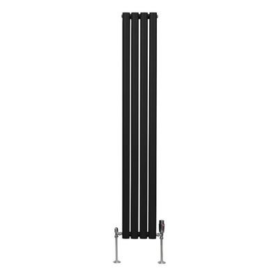 Röhrenheizkörper Oval & Chrom Thermostatventile Modern Schwarz 1600 x 240mm