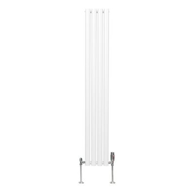 Röhrenheizkörper Oval & Chrom Thermostatventile Modern Weiß 1600 x 240mm