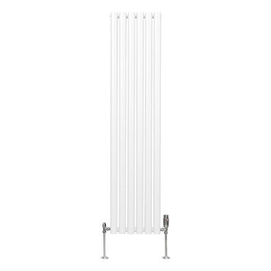 Röhrenheizkörper Oval & Chrom Thermostatventile Modern Weiß 1600 x 360mm
