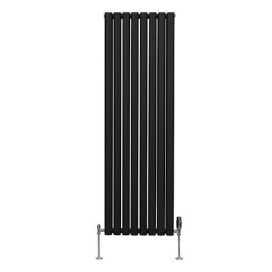 Röhrenheizkörper Oval & Chrom Thermostatventile Modern Schwarz 1600 x 480mm