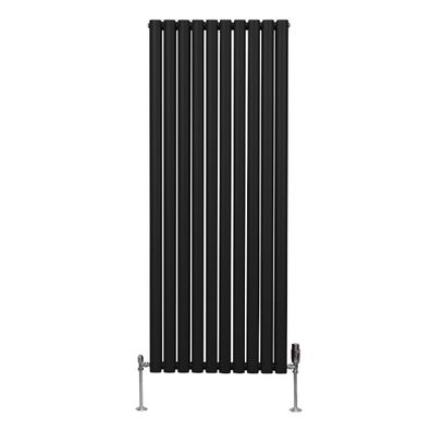 Röhrenheizkörper Oval & Chrom Thermostatventile Modern Schwarz 1600 x 600mm