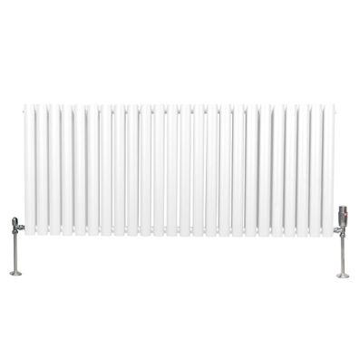 Röhrenheizkörper Oval & Chrom Thermostatventile Modern Weiß 600 x 1440mm