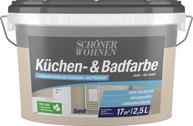 2,5L Schöner Wohnen Küchen-& Badfarbe matt, 8514 Sand