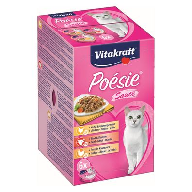 Vitakraft Katzenfutter Poesie Sauce, Multipack - 6 Schalen