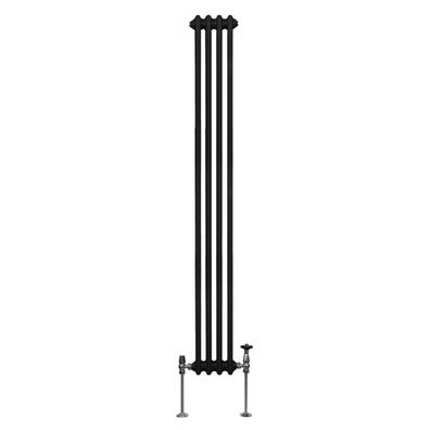 Traditioneller 2-Spalten-Heizkörper Zentralheizung Vertikal Schwarz 1800x202mm