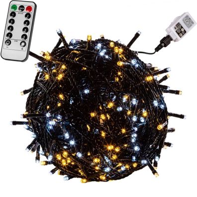 Voltronic® Lichterkette 200 LED Kupferdraht Beleuchtung Außen Innen 20m Strom