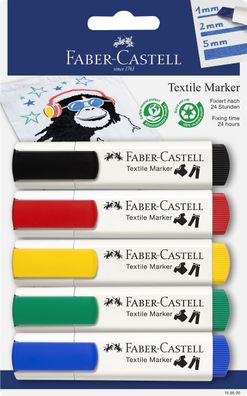 Faber-Castell 159520 Textilmarker Standardfarben 5er Blister