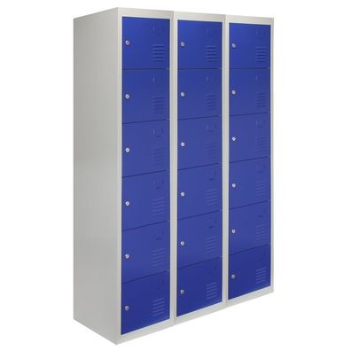 3 x Fächerschrank Umkleideschrank Schließfach Spind Schrank Metallschrank Blau