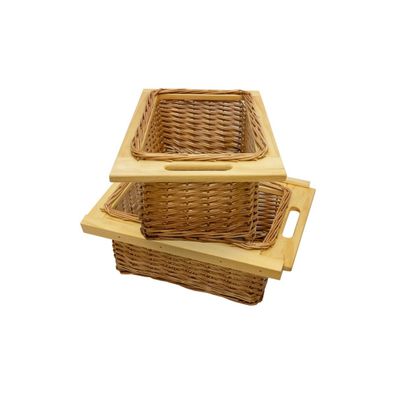 2 x Ausziehbare Schrankkörbe Weidenkörbe Küchenkörbe Rattan Unterschrank Buche 400mm