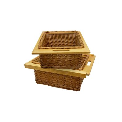 2 x Ausziehbare Schrankkörbe Weidenkörbe Küchenkörbe Rattan Unterschrank Buche 500mm