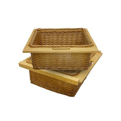 2 x Ausziehbare Schrankkörbe Weidenkörbe Küchenkörbe Rattan Unterschrank Buche 600mm