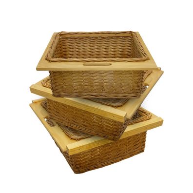 3 x Ausziehbare Schrankkörbe Weidenkörbe Küchenkörbe Rattan Unterschrank Buche 600mm