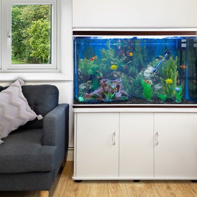 Aquarium Komplettset Heimaquarium Fische mit Unterschrank Weiß