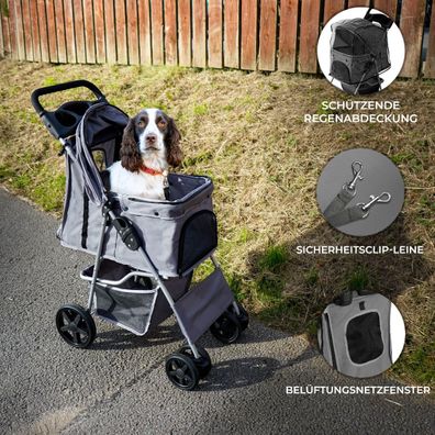 Hundewagen Tierbuggy Faltbarer Klappbarer Buggy für Haustiere mit Regenschutz