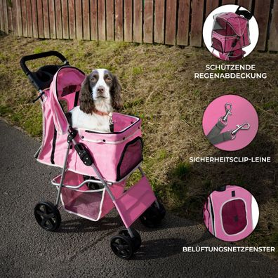 Hundewagen Tierbuggy Faltbarer Klappbarer Buggy für Haustiere mit Regenschutz