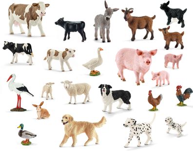 Schleich - Tierfiguren - Bauernhof-Set mit 23 Tieren Kühe Hunde Spielfiguren Set