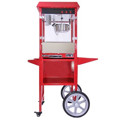 KuKoo Retro Popcornmaschine Popcorn Maker Party Popcornautomat mit Wagen Rot