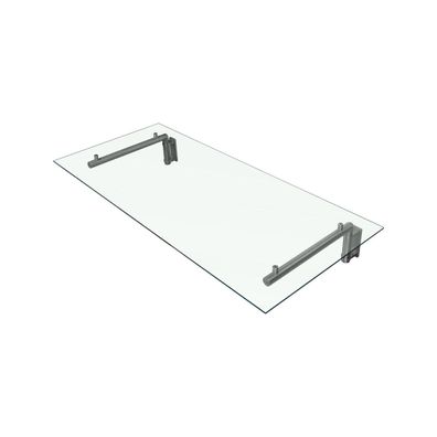 MonsterShop 120 x 80cm Glas Vordach, 4 rostfreie Edelstahlklammern, für Vorder- und