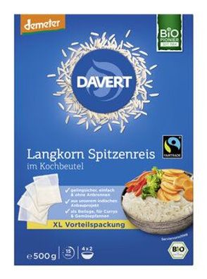 Davert 3x demeter Langkorn Spitzenreis im Kochbeutel Fairtrade 500g 500g