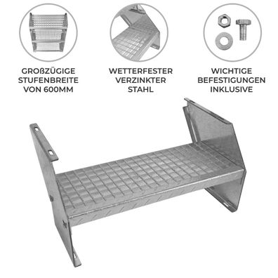 Zusätzliche Einzelne Verzinkte Stahlstufe Höhenverstellbare Gitterroststufe 60cm