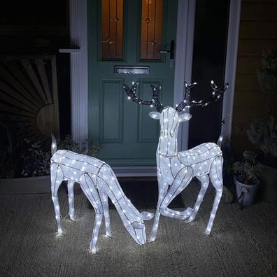 LED Rentier Hirsch 1,2m Reh 61cm Deko Weihnachten Garten Außen beleuchtet Advent