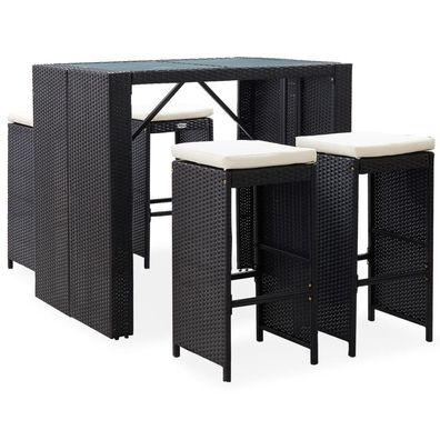 Poly Rattan Bar-Set schwarz Gartenmöbel Lounge Gartenlounge Sitzgruppe