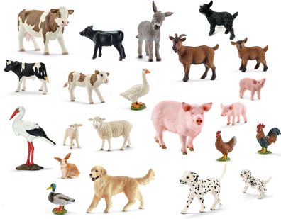 Schleich - Tierfiguren - Bauernhof-Set mit 22 Tieren Spielfiguren Kuh Schaf Hund