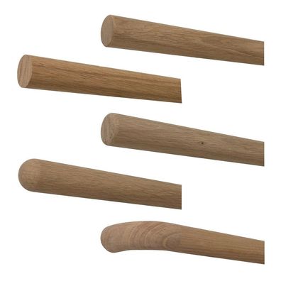 TIBU Handlauf Holz Eiche unbehandelt Ø 42 mm Geländer Treppe Holzenden ohne Halter