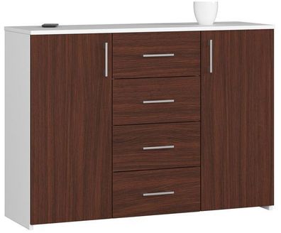 Kommode AKORD K45 Weiß 110 cm 2 Türen Front Wenge B110 x H80 x T35 cm