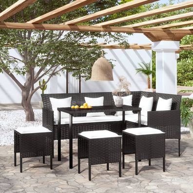 Sofagarnitur in L-Form mit Kissen Poly Rattan Essgruppe Sitzgruppe Garnitur