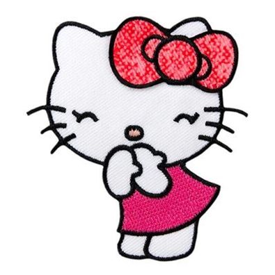 Sanrio 0157126 - Hello Kitty Applikation, Katze Bügelbild, Patch, Pink kichernd