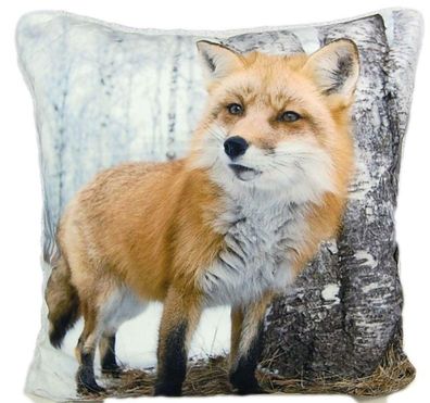 Kissenbezug Winter 40x40 Hossner Fuchs Kissenhülle Plüschkissen Kissen Bedruckt Dekok