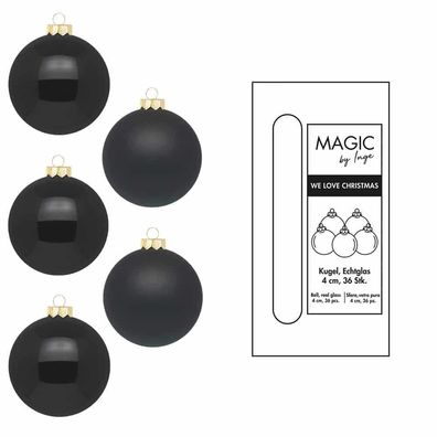 Weihnachtskugeln 36 Stk 4cm Ebony Black mit Haken