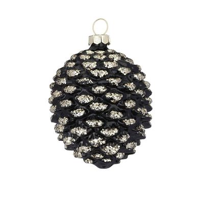 Christbaumschmuck Zapfen Glas 8 cm Ebony Black