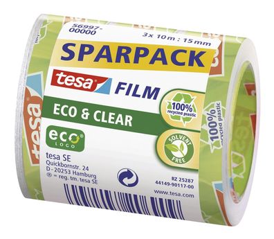 TESA 56997-00000-00 tesafilm Klebeband, transparent, ologisch, 3 Rollen, Sparpack,