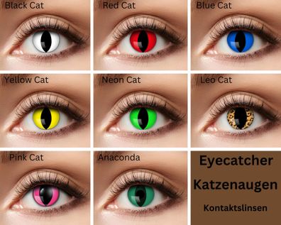 Farbige Katzenaugen Kontaktlinsen verschiedene Varianten