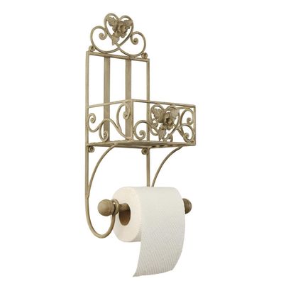 Clayre & Eef WC-Rollenhalter 20x15x43 cm Beige Eisen (Gr. 20x15x43 cm)