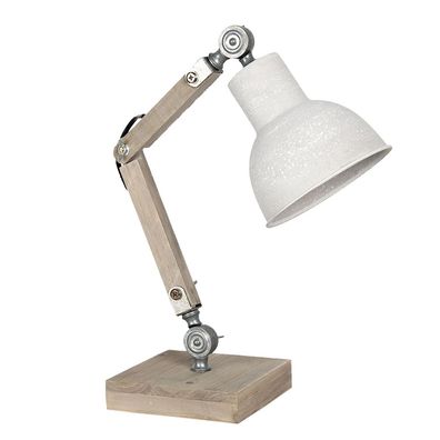 Clayre & Eef Schreibtischlampe 15x15x47 cm Beige Holz Eisen Quadrat