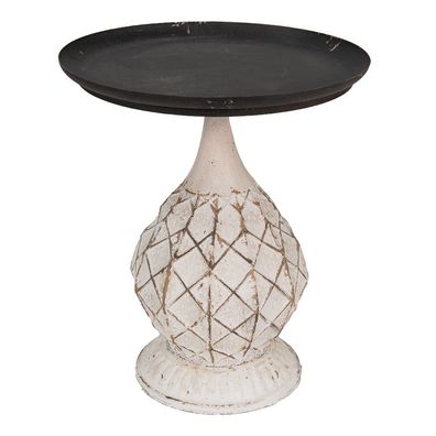 Clayre & Eef Beistelltisch Ø 48x57 cm Schwarz Weiß Eisen Rund (Gr. Ø 48x57 cm)