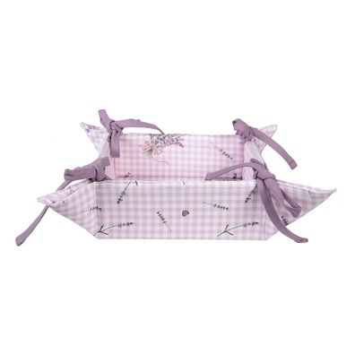 Clayre & Eef Brotkorb 35x35x8 cm Violett Weiß Baumwolle Lavendel (Gr. 35x35x8 cm)