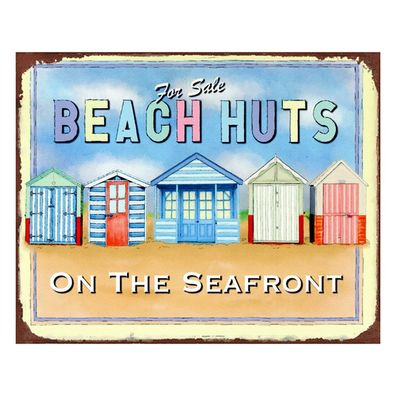 Clayre & Eef Textschild 25x20 cm Blau Eisen Strand (Gr. 25x1x20 cm)