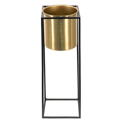 Clayre & Eef Blumentopf 14x14x44 cm Goldfarbig Schwarz Eisen (Gr. 14x14x44 cm)