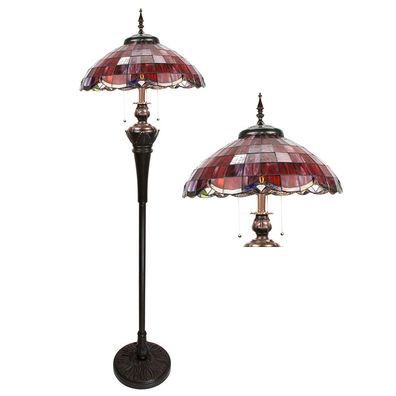 LumiLamp Tiffany Stehlampe 166 cm Rot Glas Kunststoff