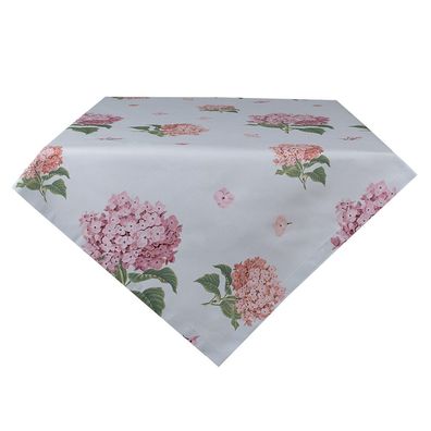 Clayre & Eef Tischdecke 100x100 cm Blau Rosa Baumwolle Quadrat Hortensie