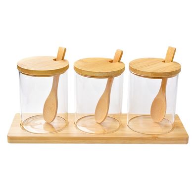 Clayre & Eef Vorratsglas 2er Set Ø 8x10 cm Transparant Glas Holz (Gr. (3) Ø 8x10 cm)