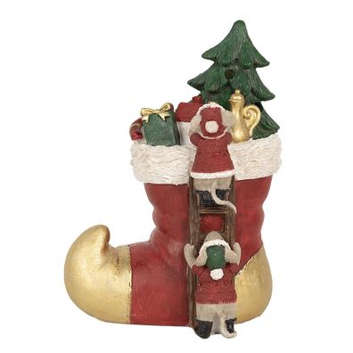 Clayre & Eef Weihnachtsdekoration mit LED-Beleuchtung Stiefel 14x10x19 cm Rot