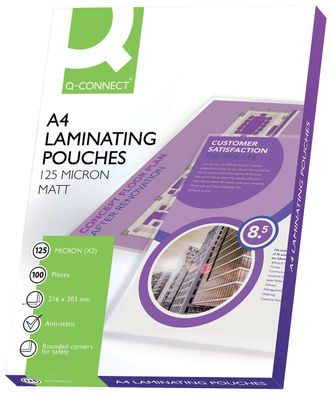 Q-Connect® KF24055 Laminierhülle - A4, 125 mym, matt, 100 Stück