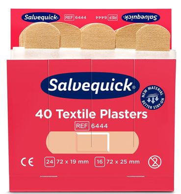 Salvequick® 6444 Pflaster-Strips - 6x 40 Stück, elastische Textilpflaster