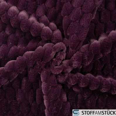 Stoff Polyester Fell Noppen aubergine Fellimitat Langflor Webpelz weich